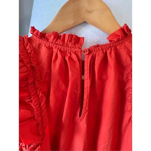 ULLA JOHNSON Joan Ruffled A-line Dress In Orange Size 2 - Picture 5 of 10